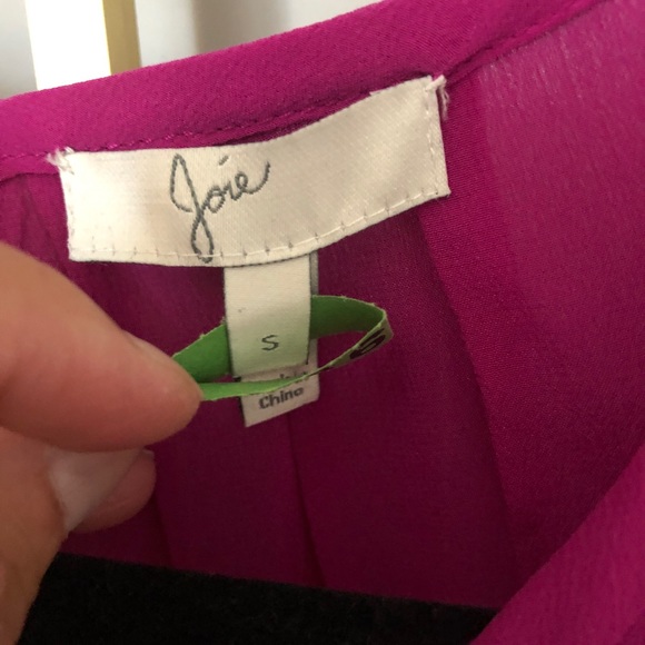 Joie silk tee in fuscia, small - Picture 3 of 4